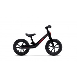 Bicicleta copii pegas micro fara pedale din magneziu cu kit de schi inclus, roti 12 inch negru /rosu